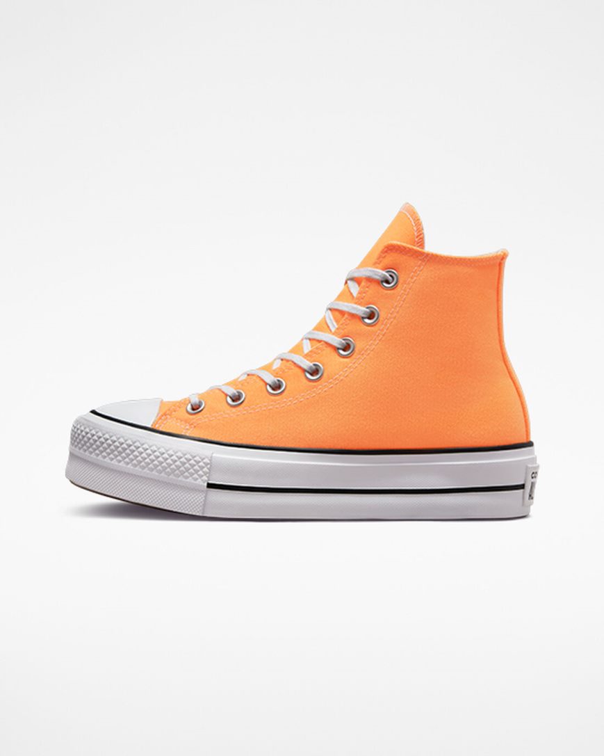 Dámské Boty Na Platformy Converse Chuck Taylor All Star Lift Platene Vysoké Oranžové Černé Bílé | CZ NWO3131